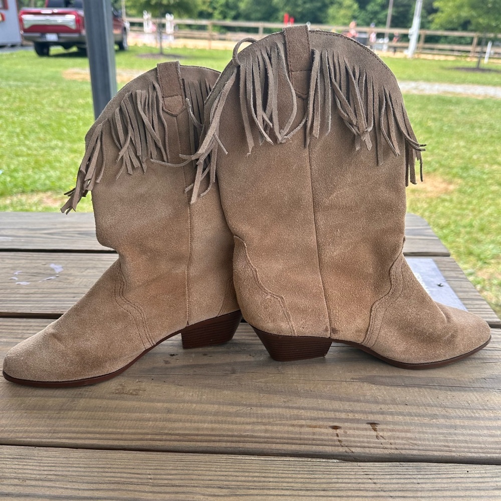 Vintage Silver Star Fringe Suede Western Boots with Conchos size 6 - Picture 3 of 7